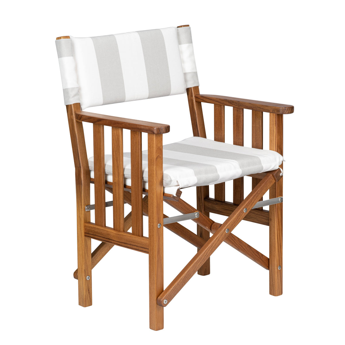 Premium Grade Teak Folding Hemmingway Director's Chair with Solana Seagull Sunbrella Fabric Seat Cushions