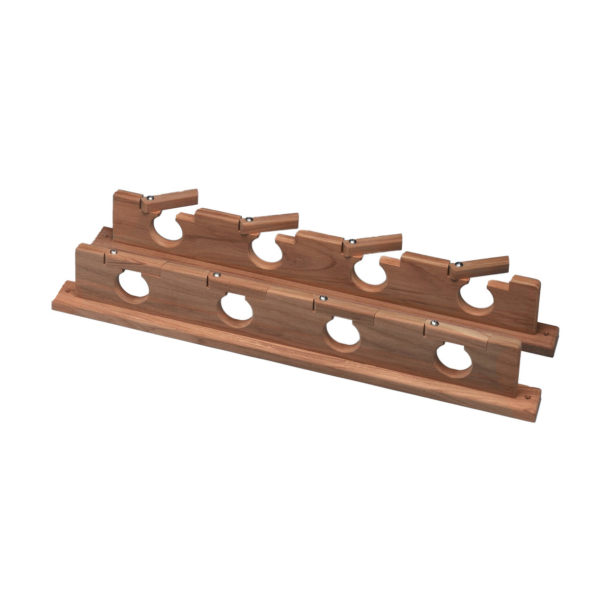 24" Premium Grade Teak Lock-In Four Rod Storage Rack