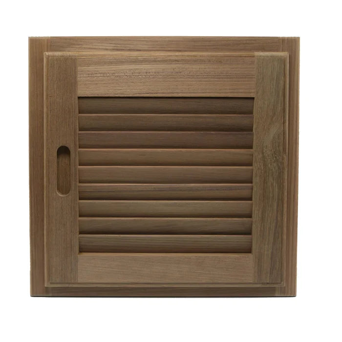 15" Premium Grade Teak Right-Handed Louvered Door & Frame