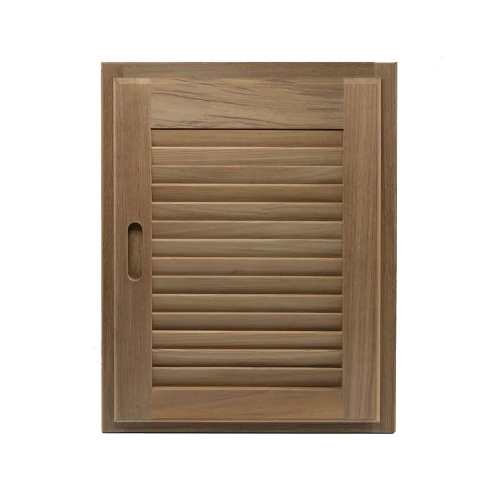 20" Premium Grade Teak Right-Handed Louvered Door & Frame