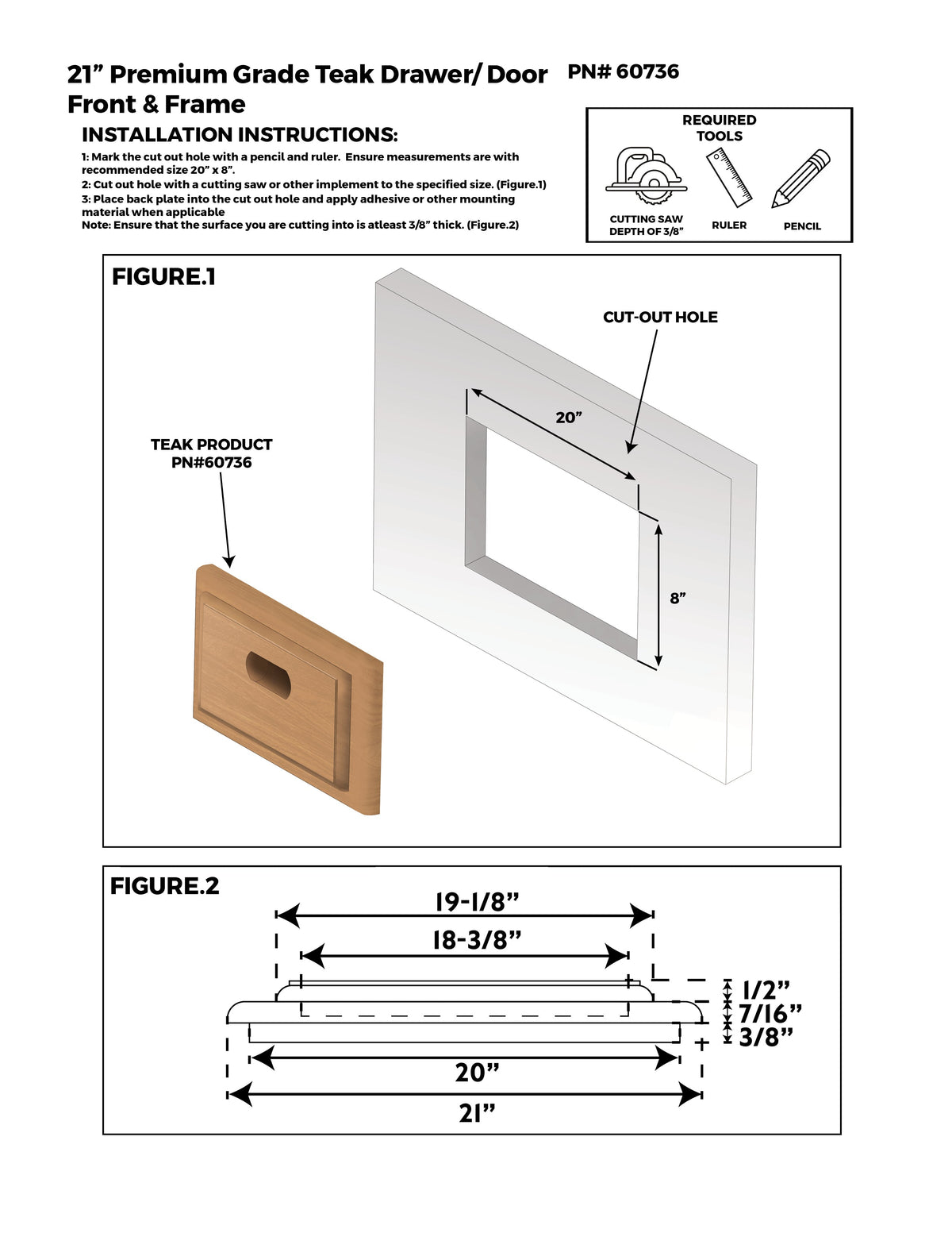 21" drawer/door front & frame<br>