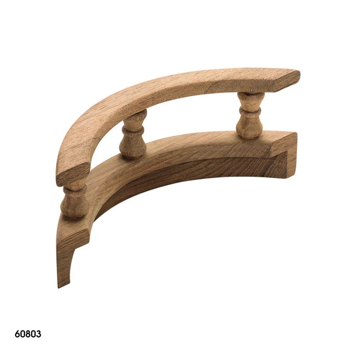 3-1/2" x 8" 90° Premium Grade Teak L-Type Pin Rail Outside Corner