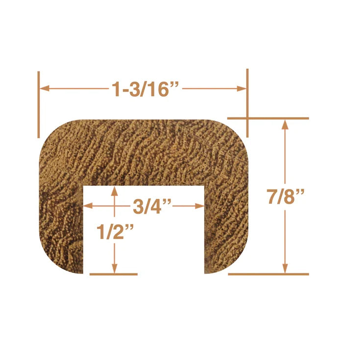 Teak Cap Molding 7/8" Wide with 1/2" Groove, 5 ft