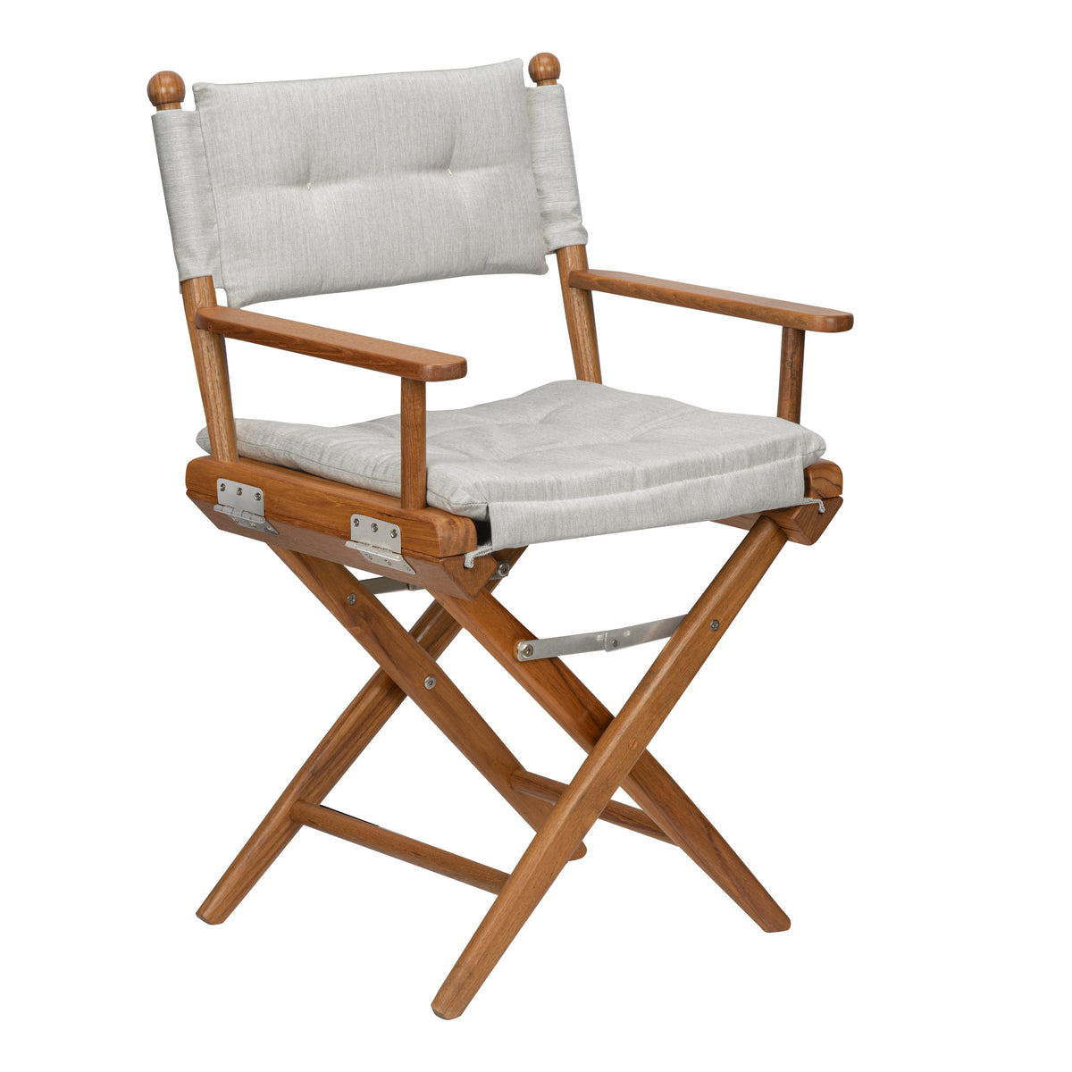 Premium Grade Teak Newport Folding Director's Chair with Graphite Sunbrella Fabric Seat Cushions