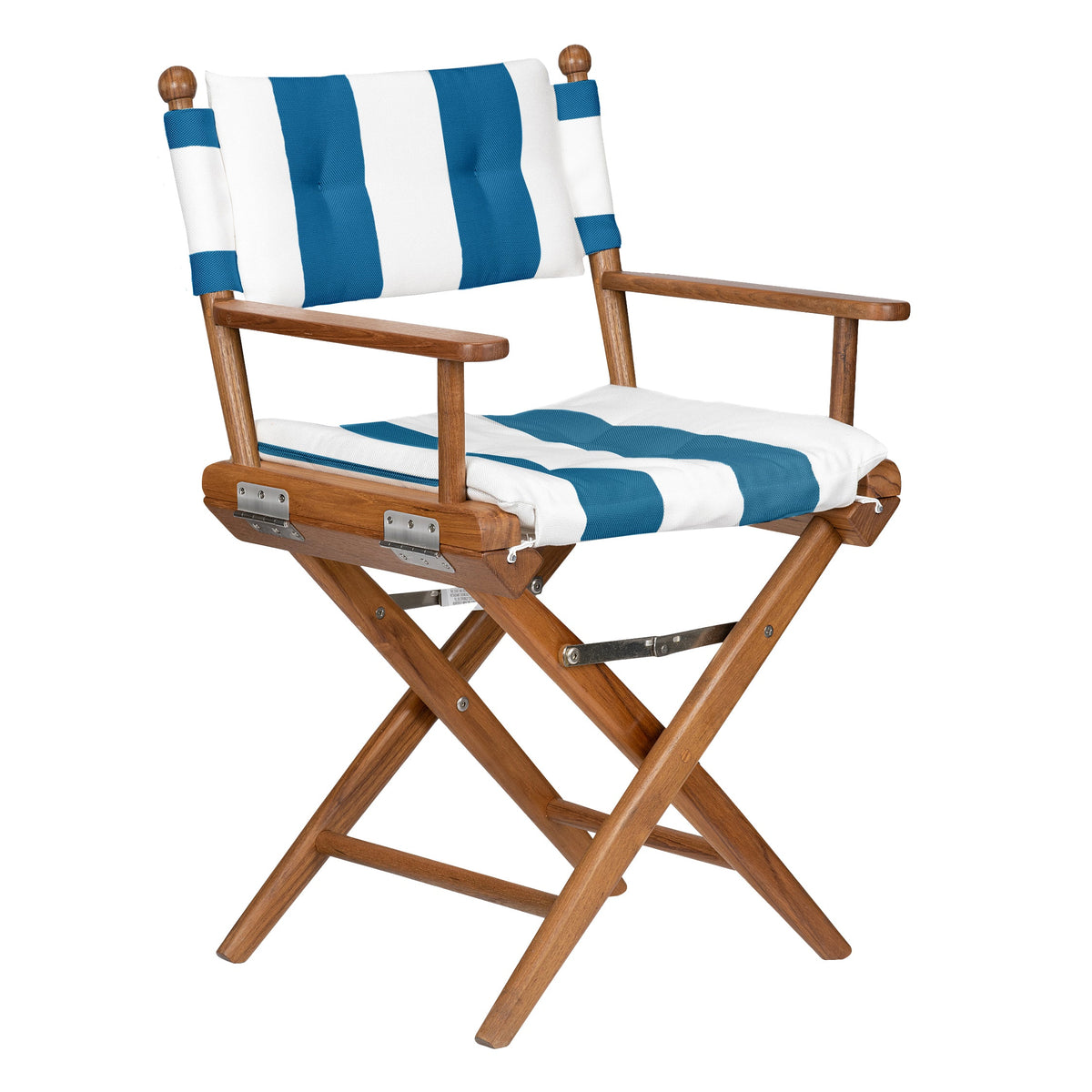 Premium Grade Teak Newport Folding Director's Chair with Cabana Regatta Sunbrella Fabric Seat Cushions
