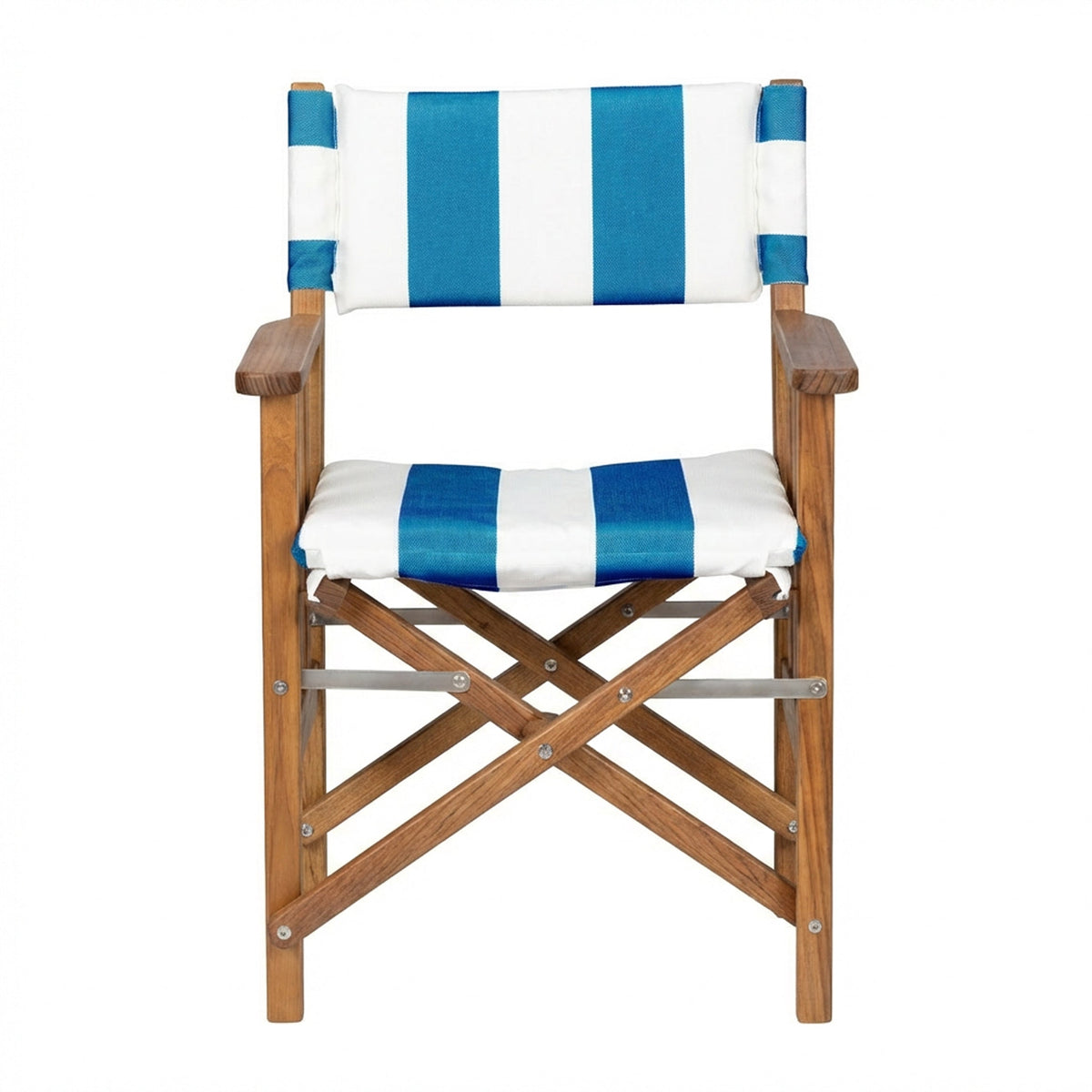Premium Grade Teak Folding Hemmingway Director's Chair with Cabana Regatta Sunbrella Fabric Seat Cushions