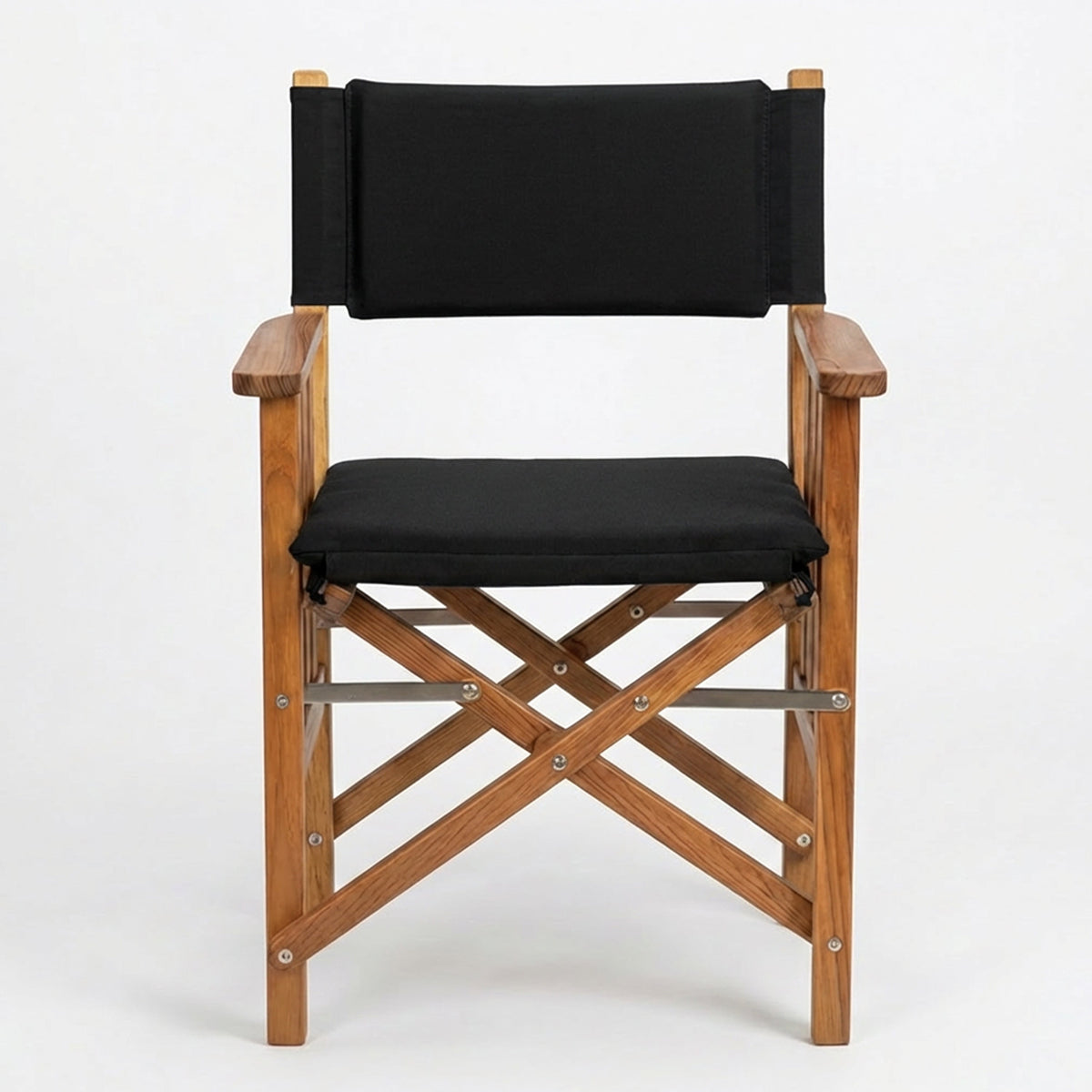 Premium Grade Teak Hemmingway Folding Director's Chair with Black Sunbrella Fabric Seat Cushions