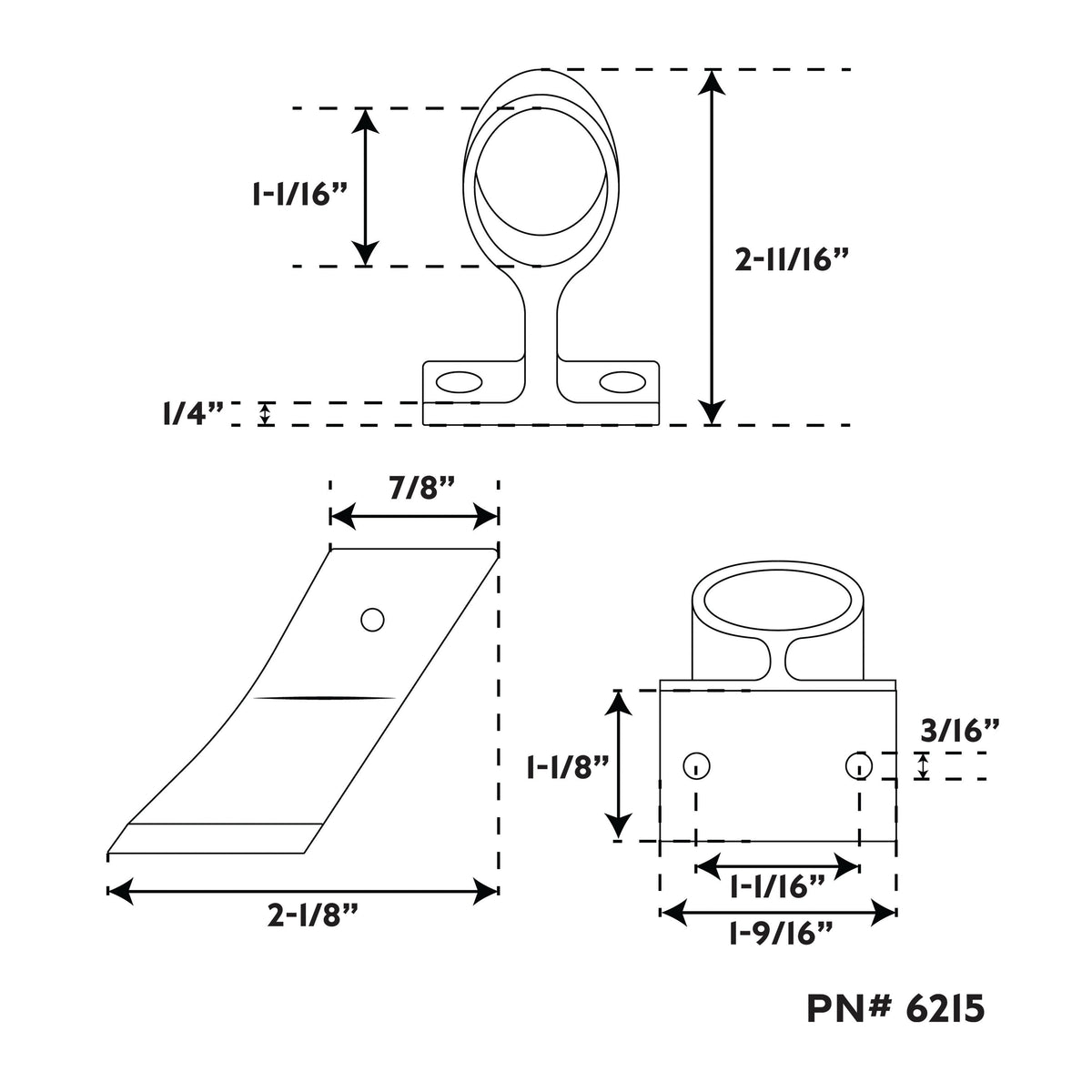 Handrail Stanchions - Stainless Steel-Center - 6215