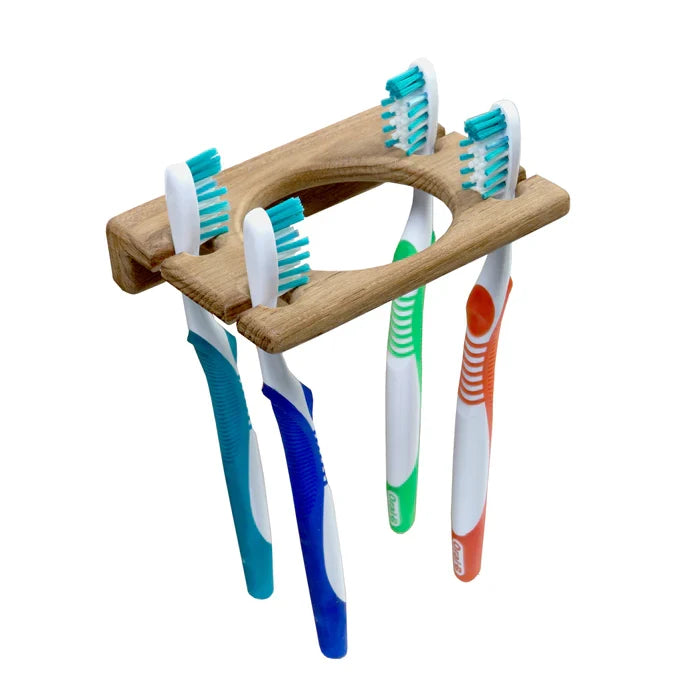 Teak Glass & Toothbrush Holder
