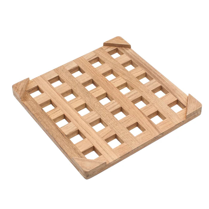 Teak Square Trivet 8"