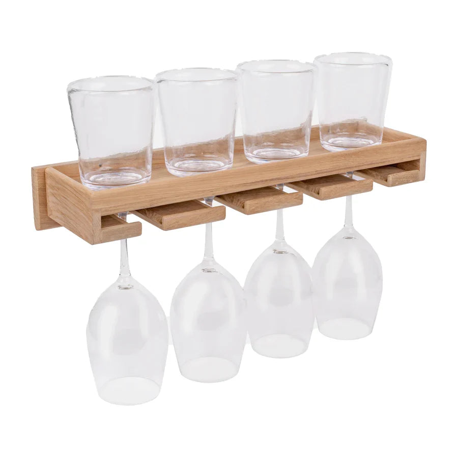 Teak Wineglass Rack with Shelf