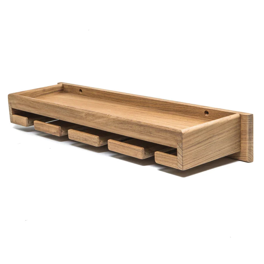 Teak Wineglass Rack with Shelf