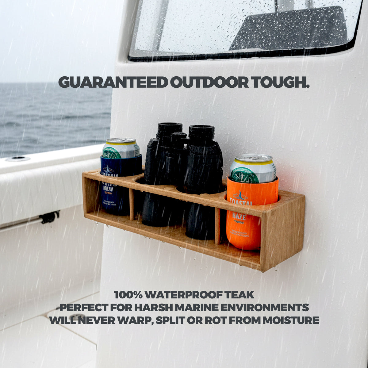 Teak Insulated Drink Holder, Binocular Rack