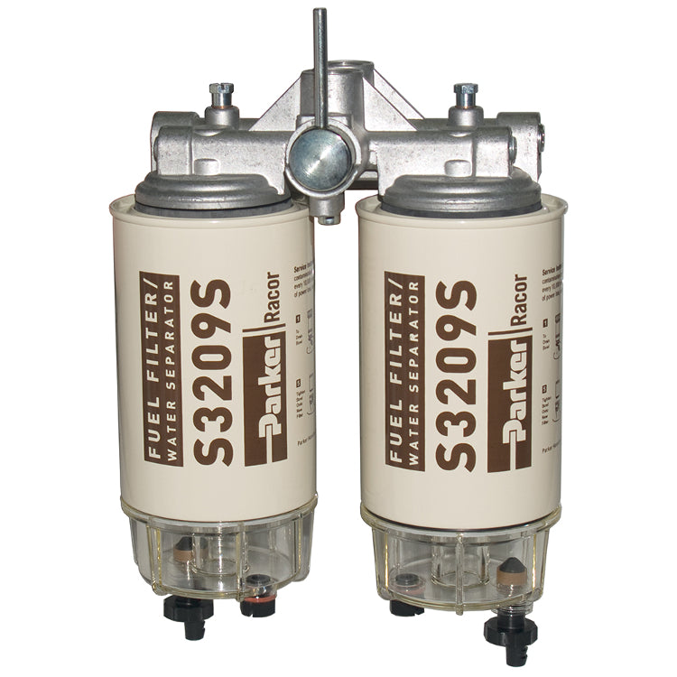 75/B32009-2 Dual Fuel Filter/WS, Plastic Bowls, 60/120 GPH, 2 Micron