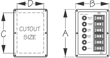 Sea-Dog, Breaker Panel, DC 6 Position, Illuminating Switches