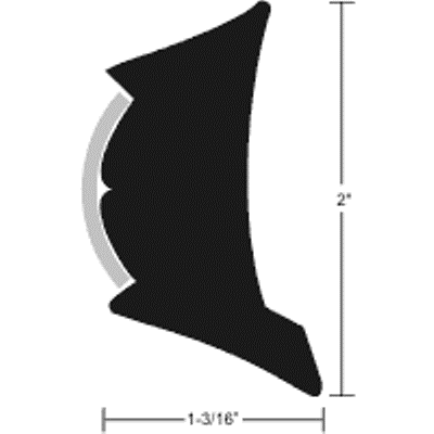 2" Rigid Vinyl Boat Rub Rail - 2" H x 1-3/16" W x 20' L - Black