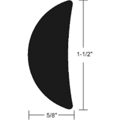 1-1/2" Rigid Vinyl Boat Rub Rail - 1-1/2" H x 5/8" W x 7.5' L - Black