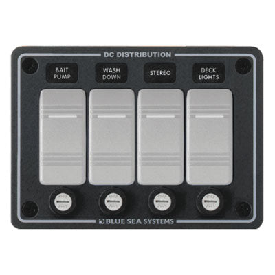DC Distribution Panel, Contura Water Resistant 12/24 Volt Switch/Fuse Panel, 4 Position