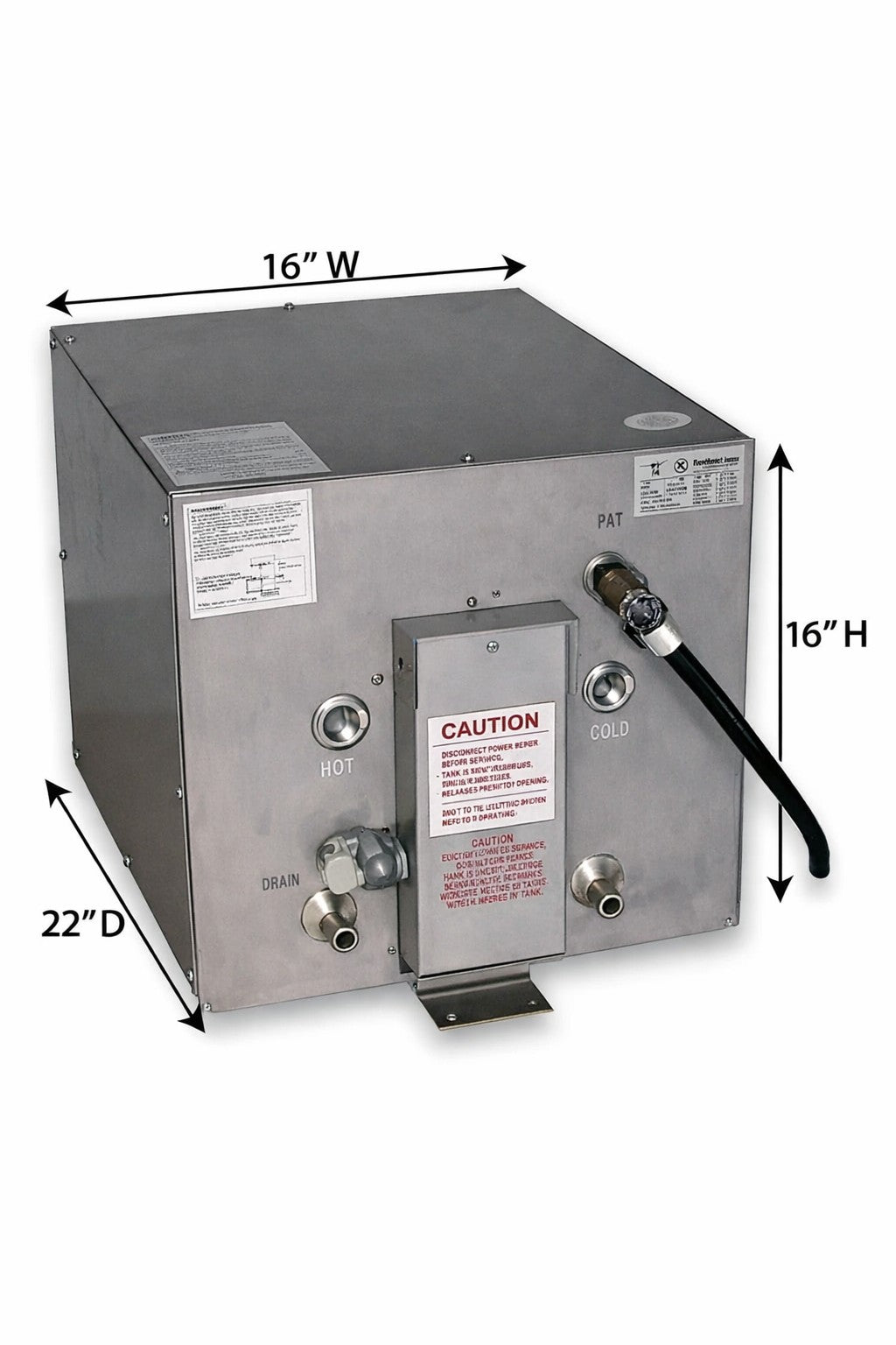 11 Gallon, 120v, Water Heater w/ Front Mounted Heat Exchanger, Horizontal, Stainless Steel, F1200