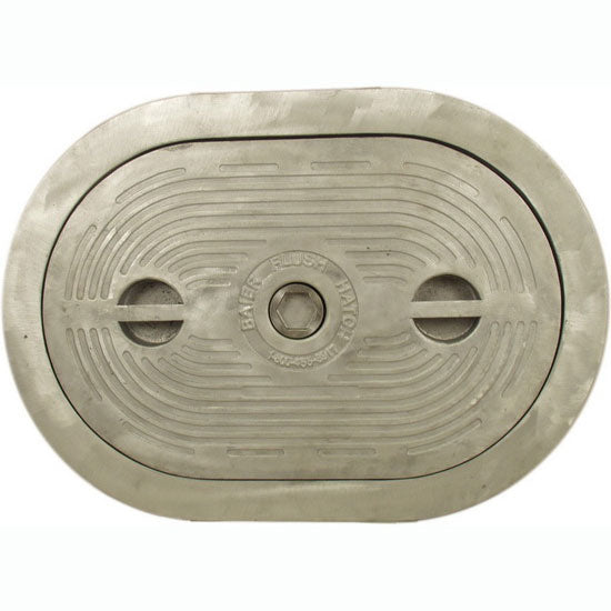 Baier 15" X 24" Flush Clear Opening, Oval Hex Centerbolt Steel Hatch