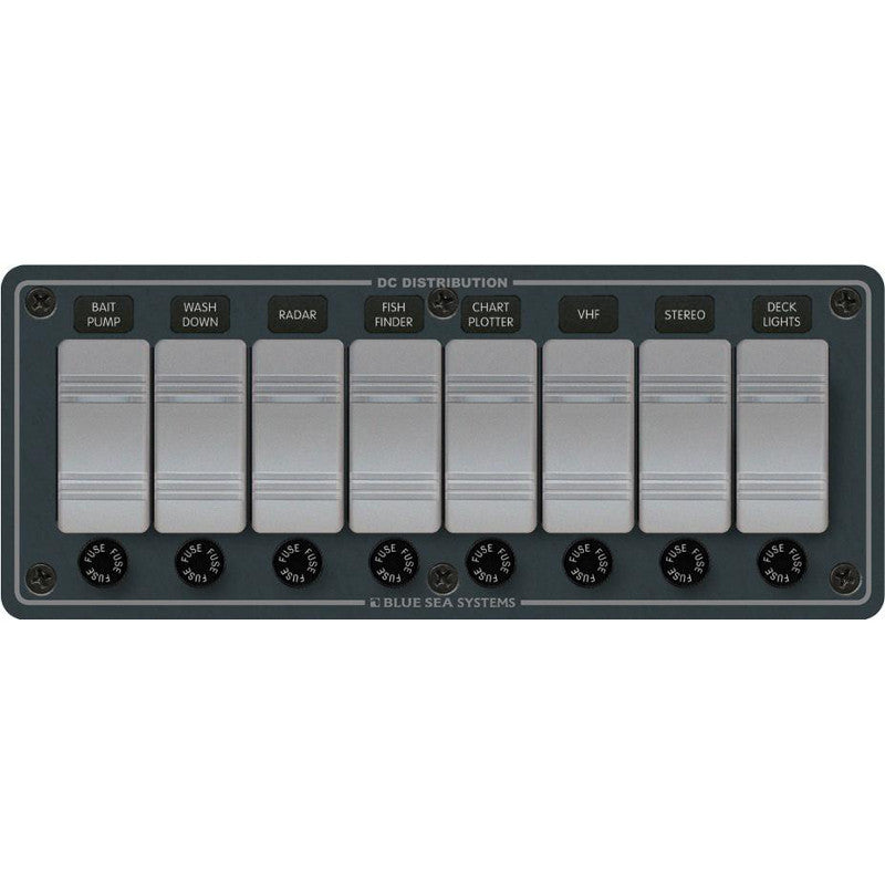 DC Distribution Panel, Contura Water Resistant 12/24 Volt Switch/Fuse Panel, 8 Positions