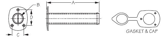 Sea-Dog, Flush Mount Rod Holder with Cap, 90°, Stainless