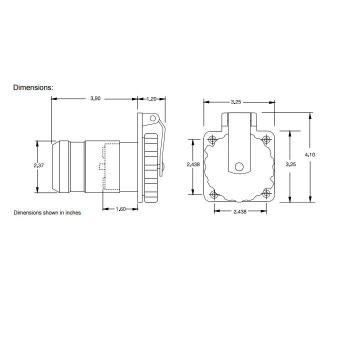 Marinco Easy Lock Power Inlet, 50A 125/250V, Stainless Steel, 6373EL-B