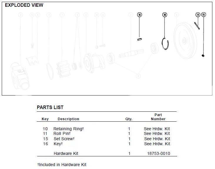 Jabsco, Pump Replacement Parts Hardware Kit, 18753-0010