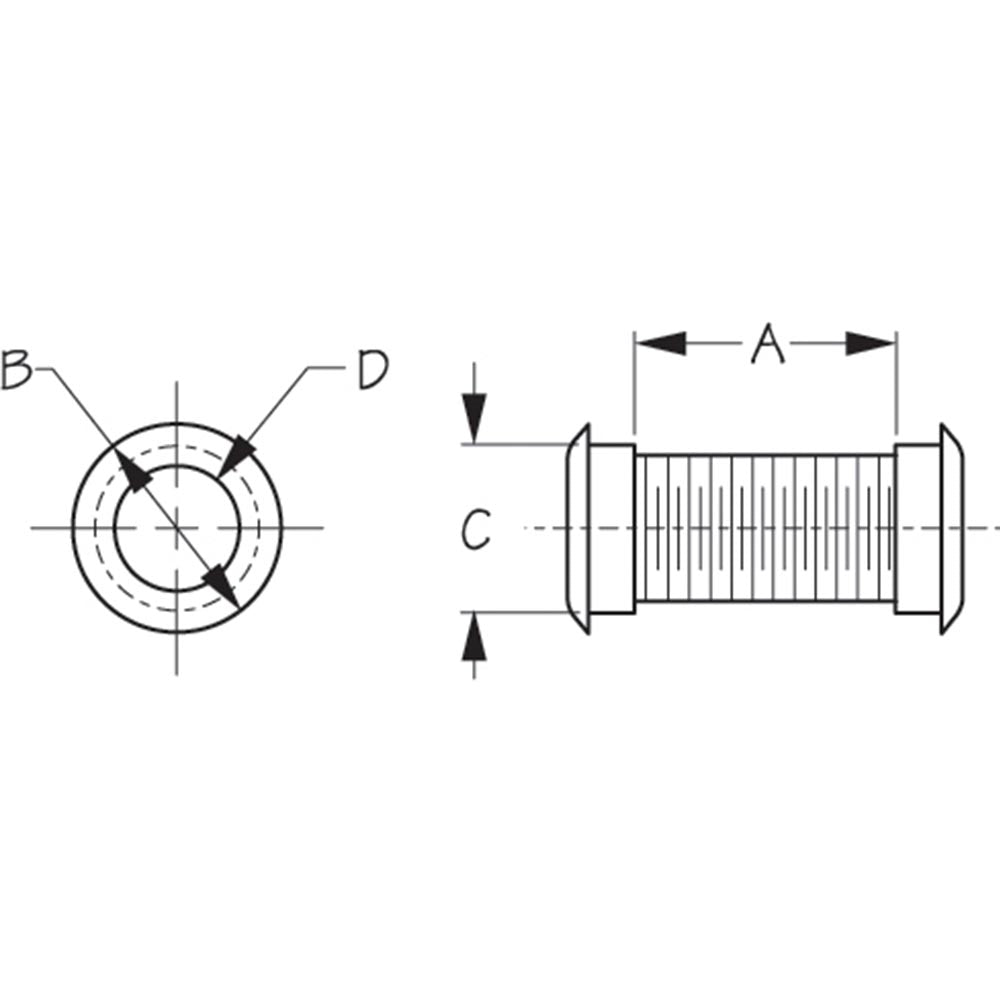 Sea-Dog, Drain Tube, 1" x 1-7/8", White
