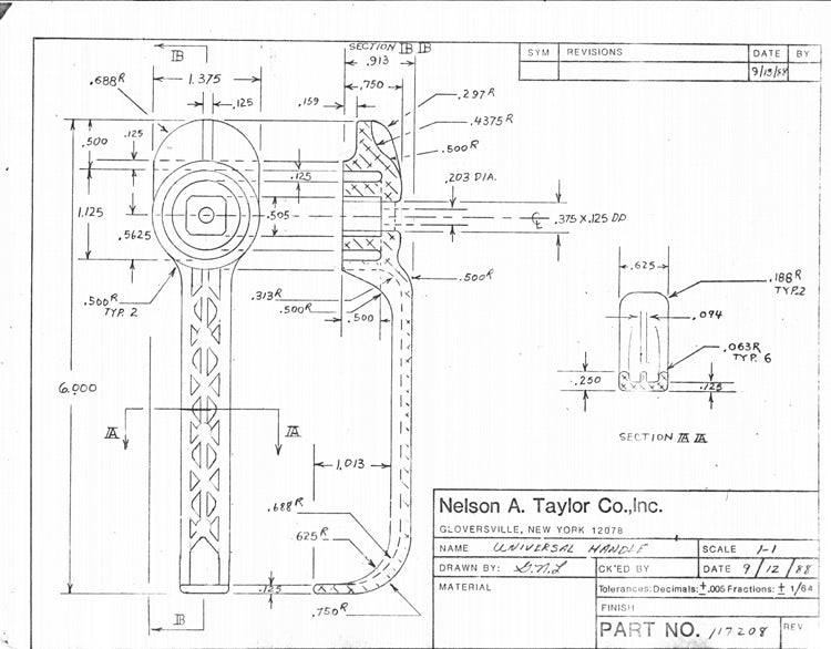 Hatch Replacement Handle with post, O-ring, & screw