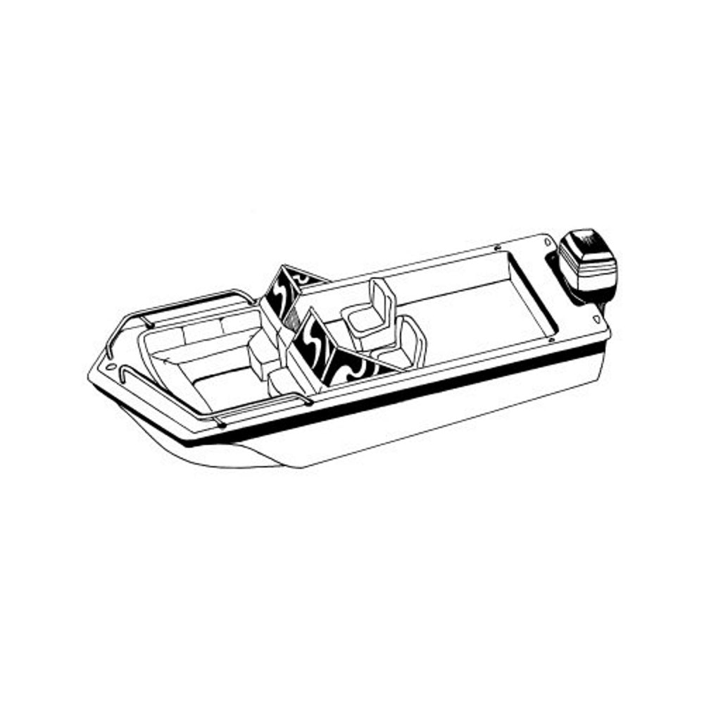 Carver Boat Cover, Tri-Hull Runabout, w/Windshield & Bow Rail, Outboard Motor Cover Attached