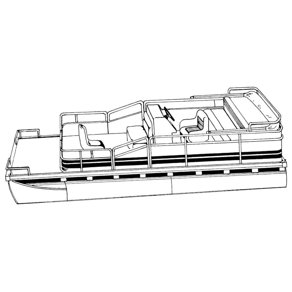 Carver Semi-Custom Cover, Pontoon w/Bimini Top & 1'-3' Open Deck Forward of Front Gate, Separate Motor Cover