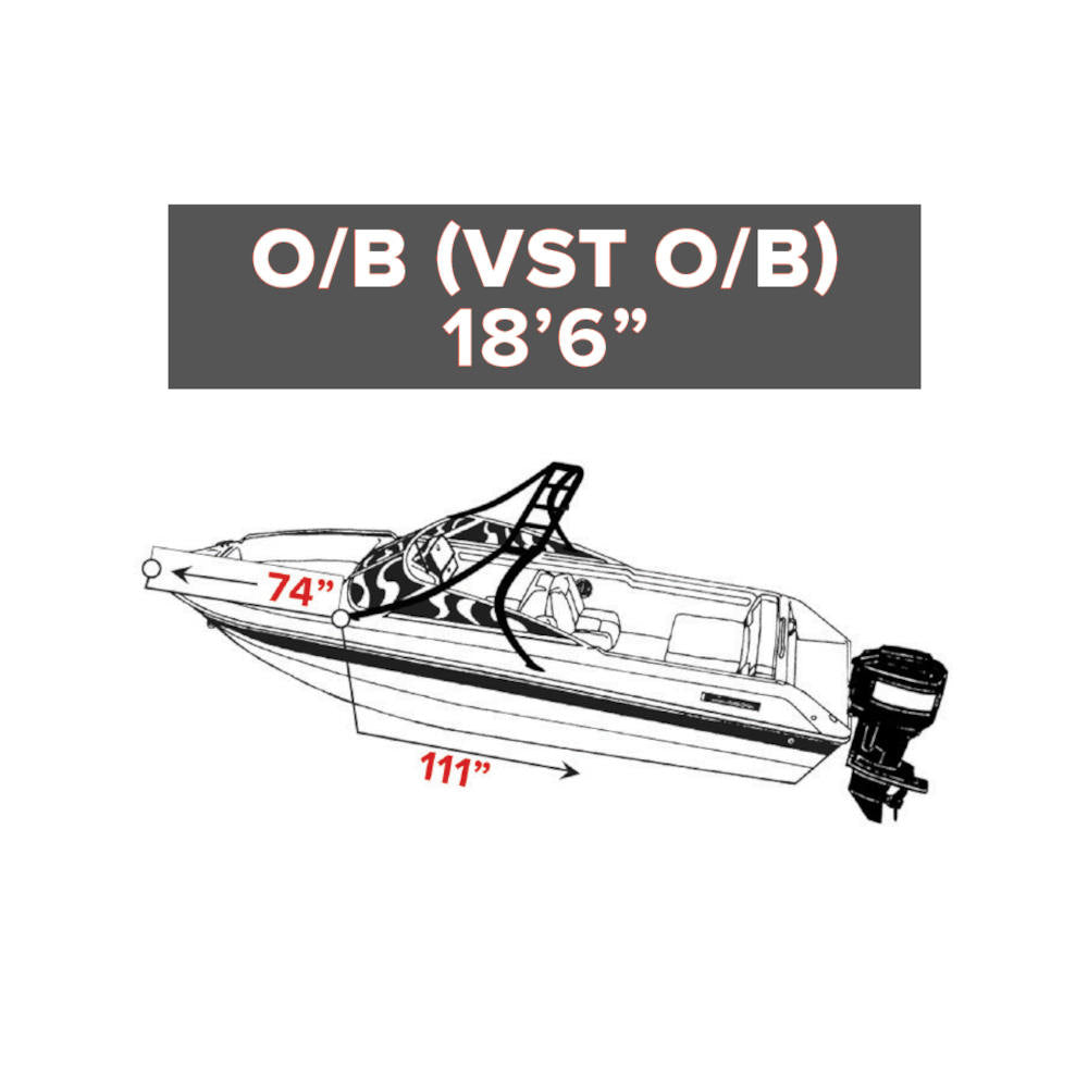 Carver Semi-Custom Boat Cover, V-Hull Runabout w/ Ski Tower, Outboard Motor Cover Attached