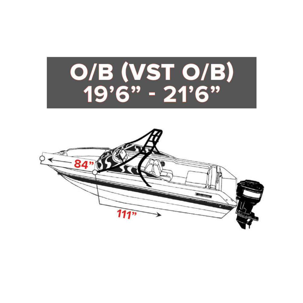 Carver Semi-Custom Boat Cover, V-Hull Runabout w/ Ski Tower, Outboard Motor Cover Attached