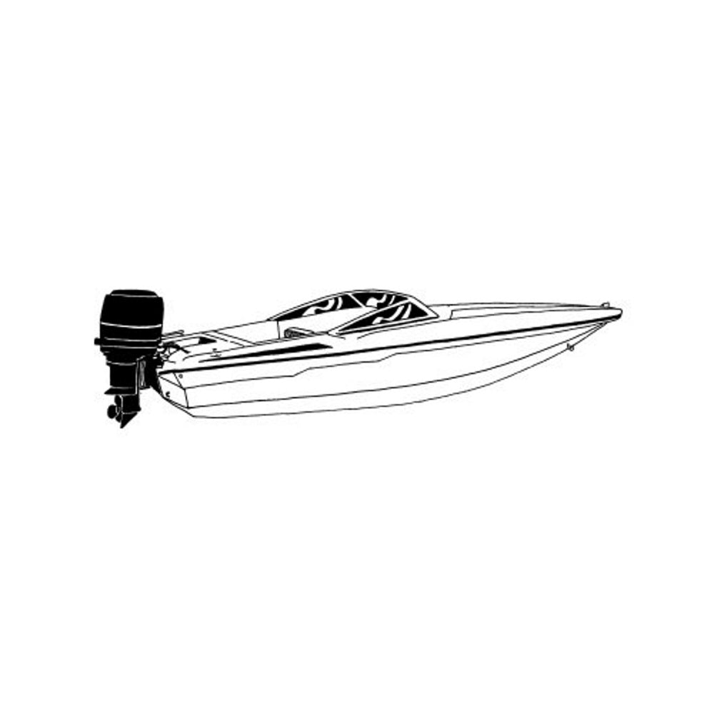 Carver Semi-Custom Cover, Ski Boat, w/Low Profile Windshield, Outboard Motor Cover Attached