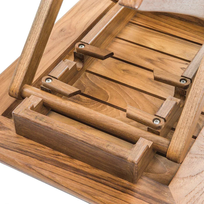 Premium Grade Teak Small Adjustable Slat Top Table