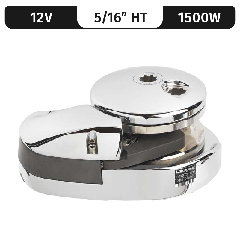 Lofrans Vertical Capstan Project 1500/X3, 12Vdc, 1500W Low Profile, 5/16"Ht Gypsy