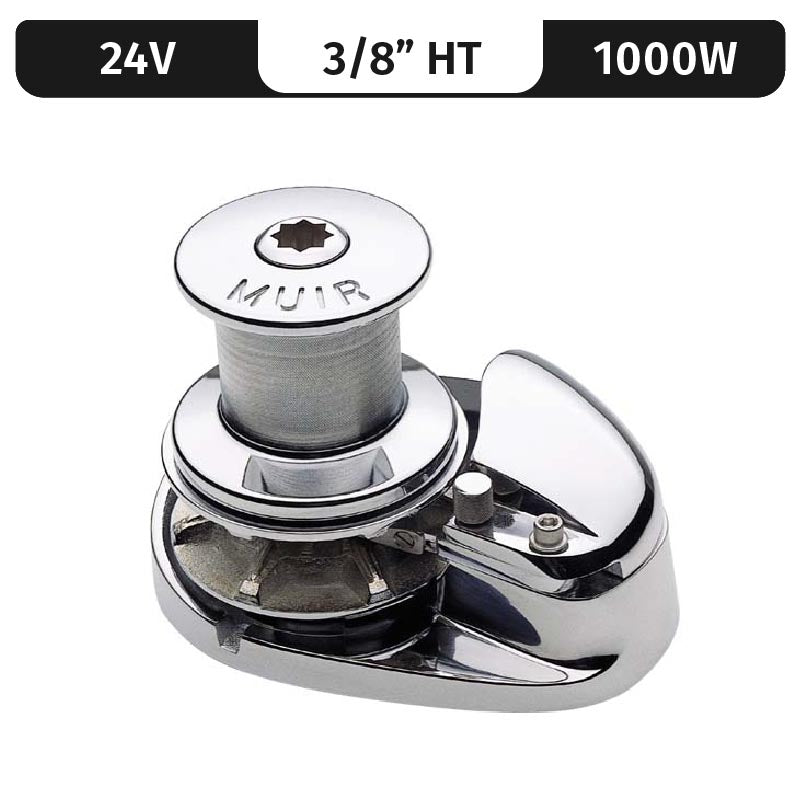 Muir Vertical Windlass Storm Vrc1250, Stainless Steel, 24V, 1200W Capstan, Vert. Rope/Chain Windlass F/ 3/8"Ht
