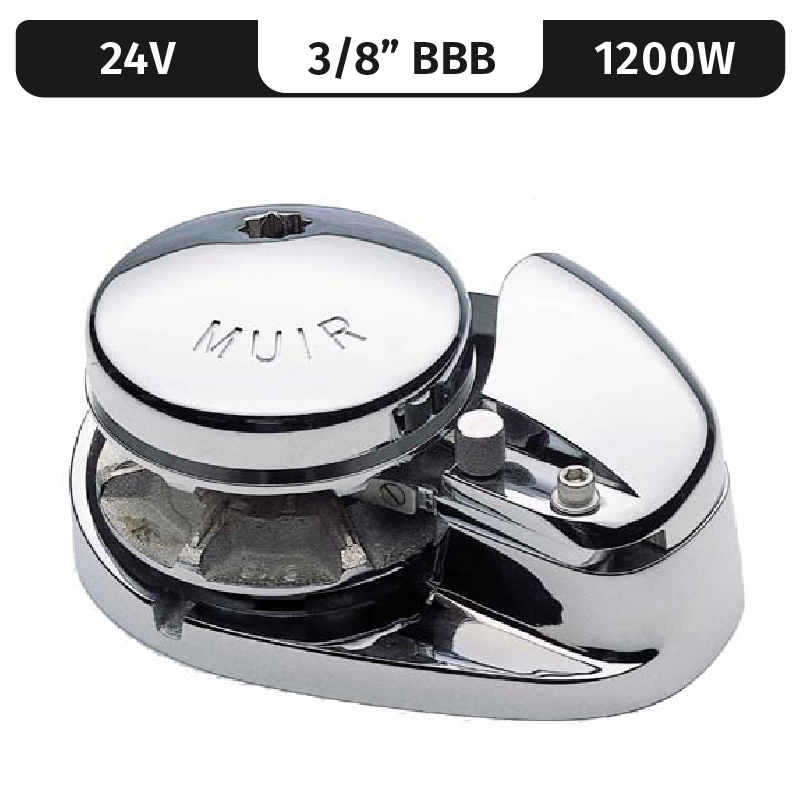 Muir Vertical Windlass Storm 1250, Stainless Steel, 24V, 1200W Low-Profile, Vert. Rope/Chain Windlass F/ 3/8"Bbb