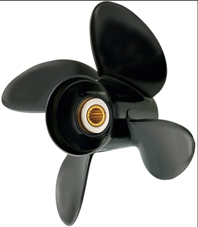 13.75 Dia. 13 Pitch 4 Blade RH Aluminum Propeller Fits 50-140 HP 4 1/4" Gearcase (15-Spline & Thru Hub Exhaust) Model AR-4