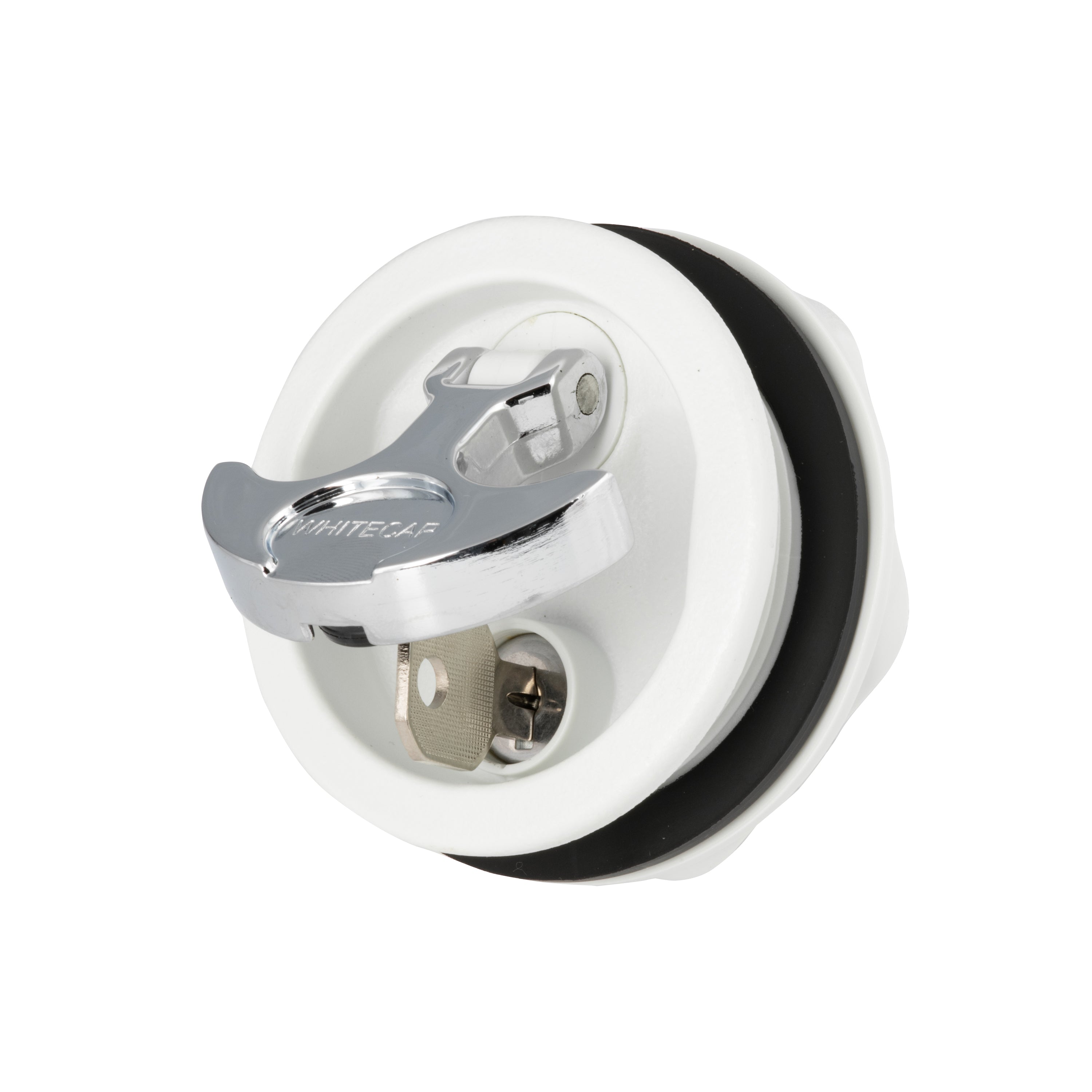 Locking Latch, White Body w/ Chrome Plated Zamac T-Handle
