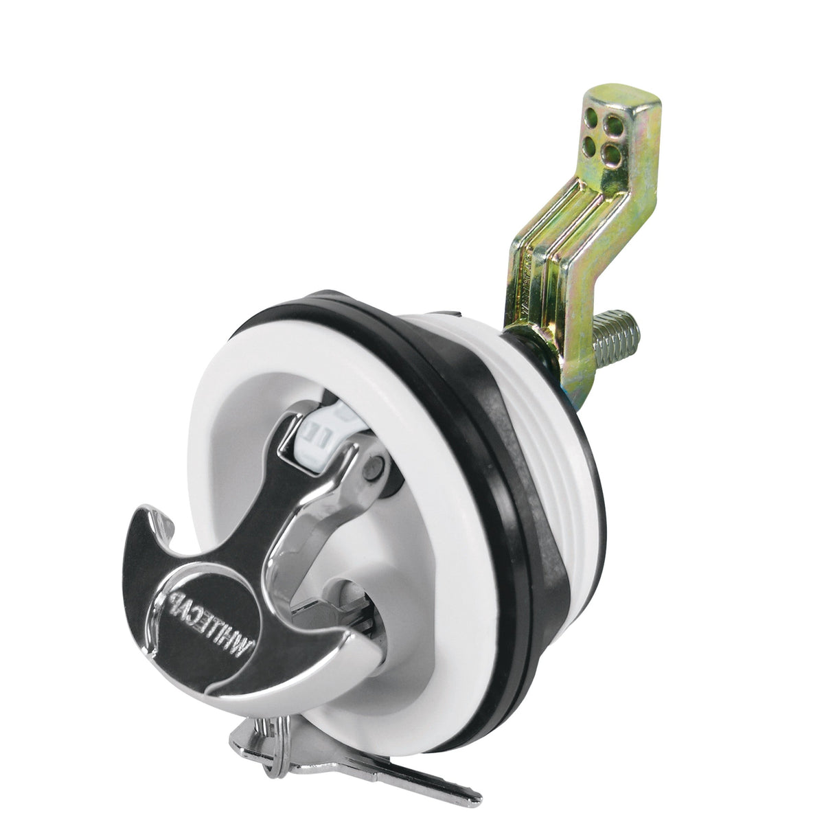 Locking Latch, White Body w/ Chrome Plated Zamac T-Handle