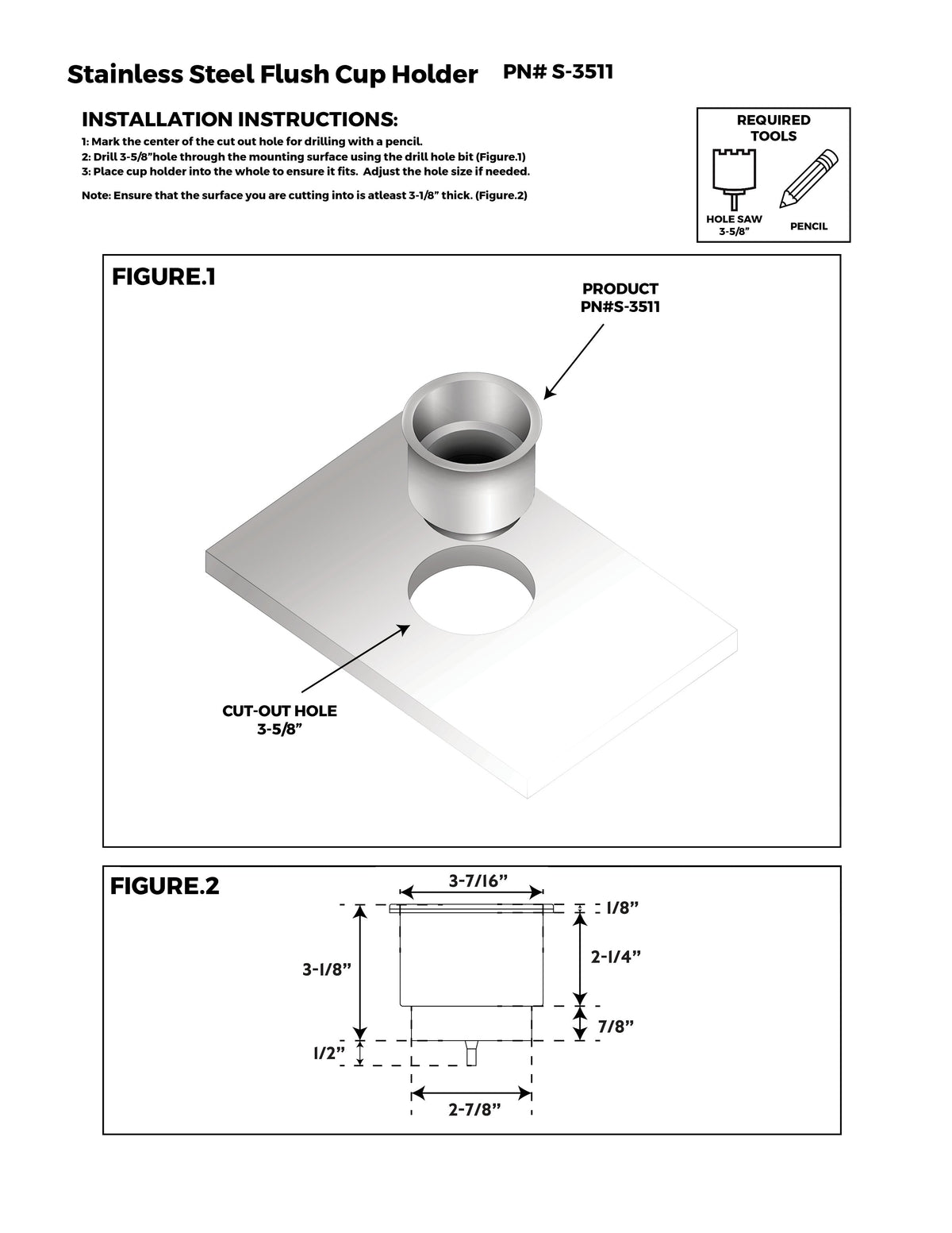 Whitecap Cup Holder, Stainless Steel with Drain