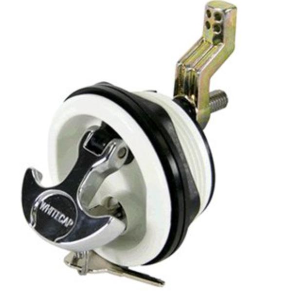Locking Latch, White Body w/ Chrome Plated Zamac T-Handle
