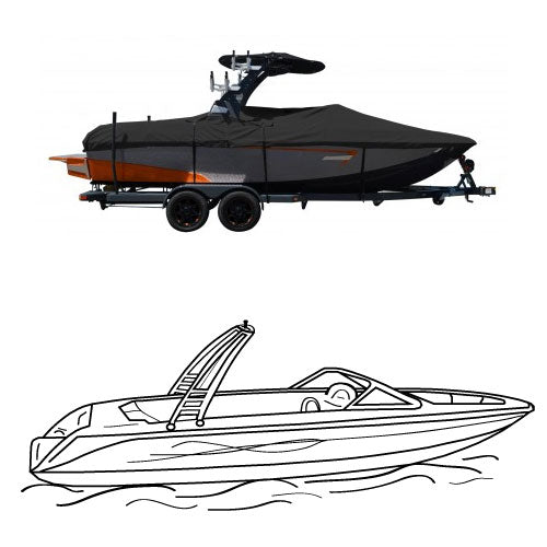 Euro Tournament Ski Boat w/ Sport Arch, Select Fit Boat Cover
