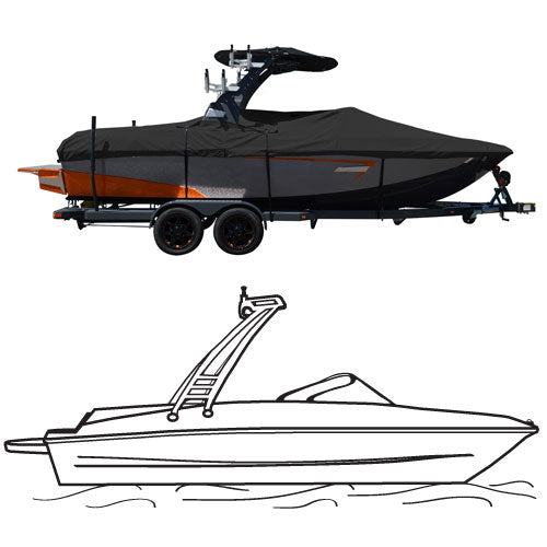 Tournament Ski Boat w/ Sport Arch, Select Fit Boat Cover