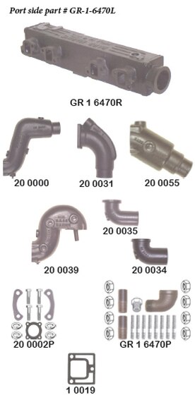 Gray Marine V8-401 C.I.D. 280 H.P. direct replacement manifolds