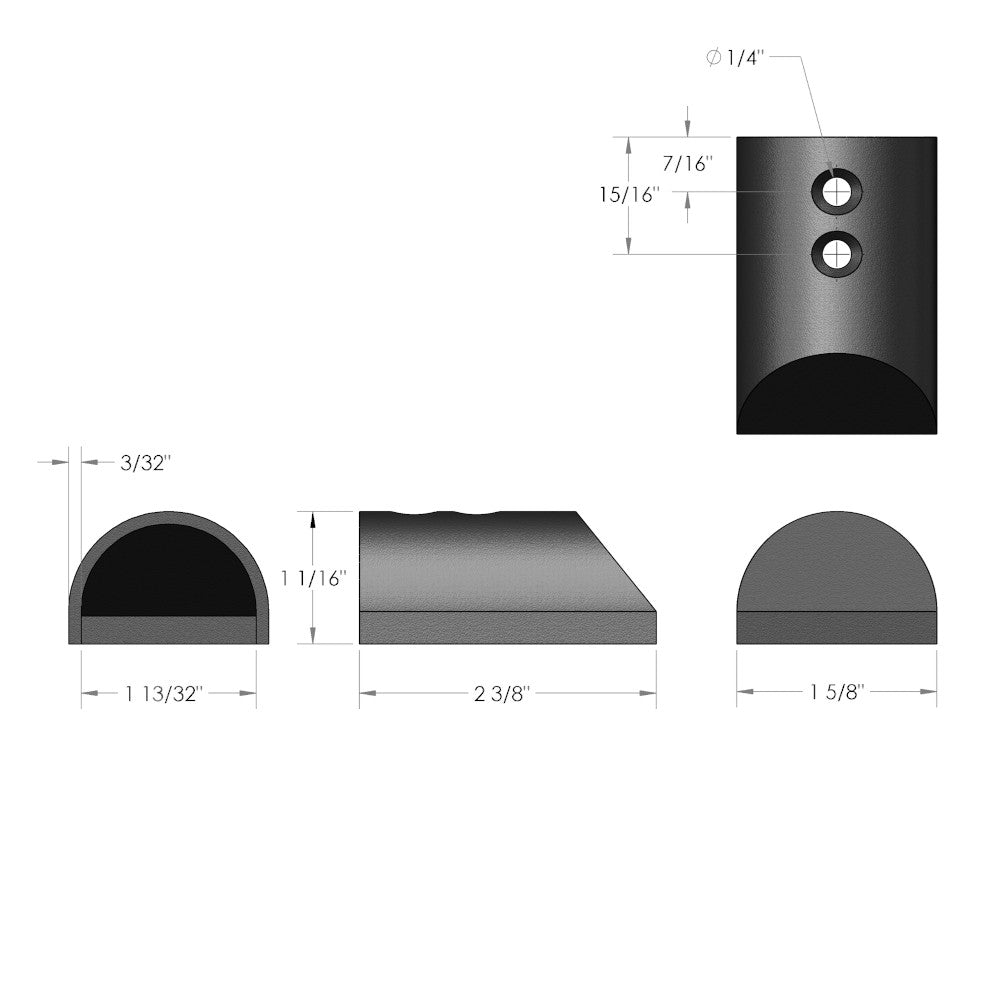 1-3/8" Nylon Rub Rail End Cap F90-1870BKA,  Black