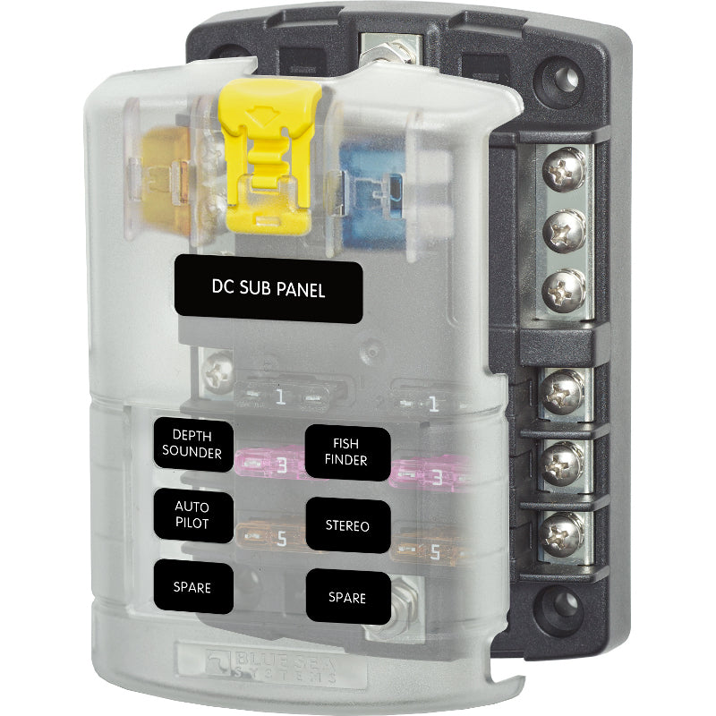ATO/ATC ST Blade Fuse Block w/ Cover, 6 Circuit w/ Negative Bus, 5025