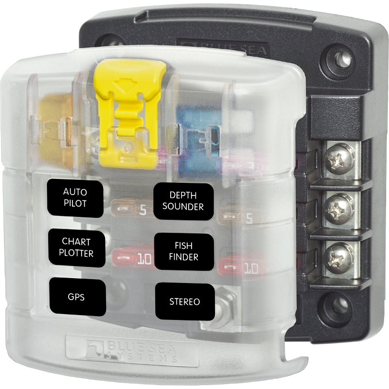 Screw Terminal Blade ATC Fuse Block w/ Cover - 6 Circuit w/o ground -5028